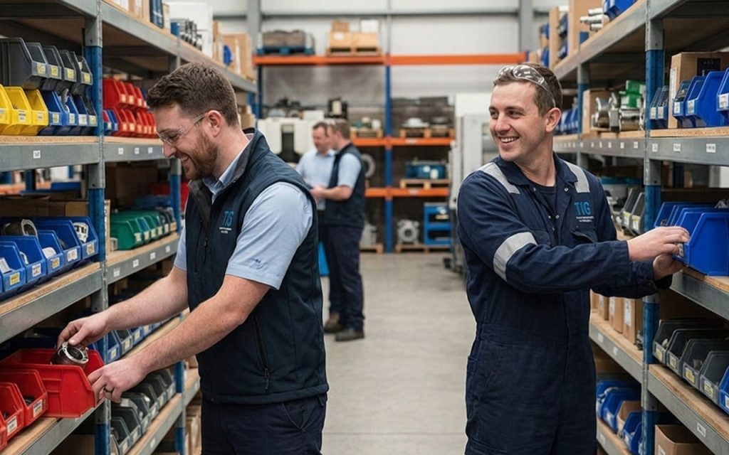 An image of TIG staff picking and packing orders